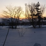 浪岡での雪原の夕陽